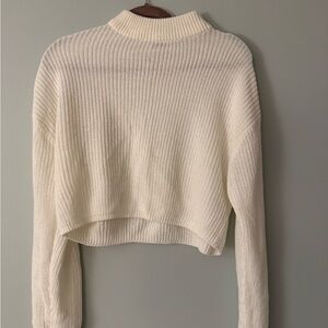 Cropped mock neck sweater